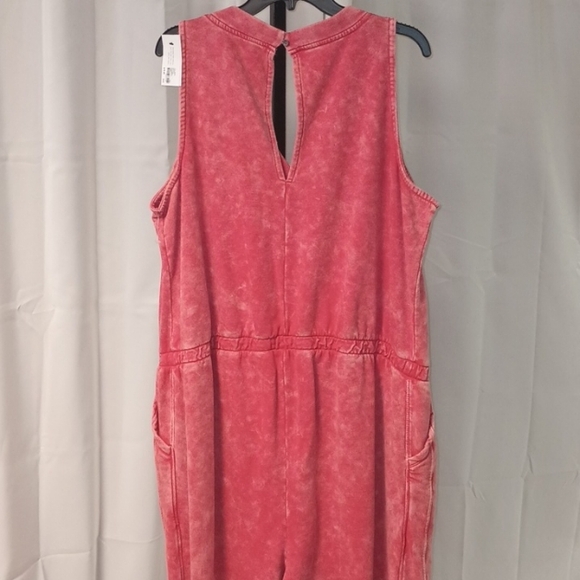 Jumpsuit 22/24 Lane Bryant Romper Livi Crop Pant French Terry Coral Tie Dye NWT - Picture 2 of 6